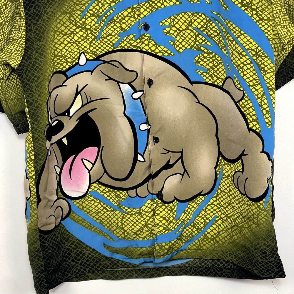 Vintage 90's K.A.D Clothing Bulldog Button Up Short Sleeve Shirt - Picture 2 of 5